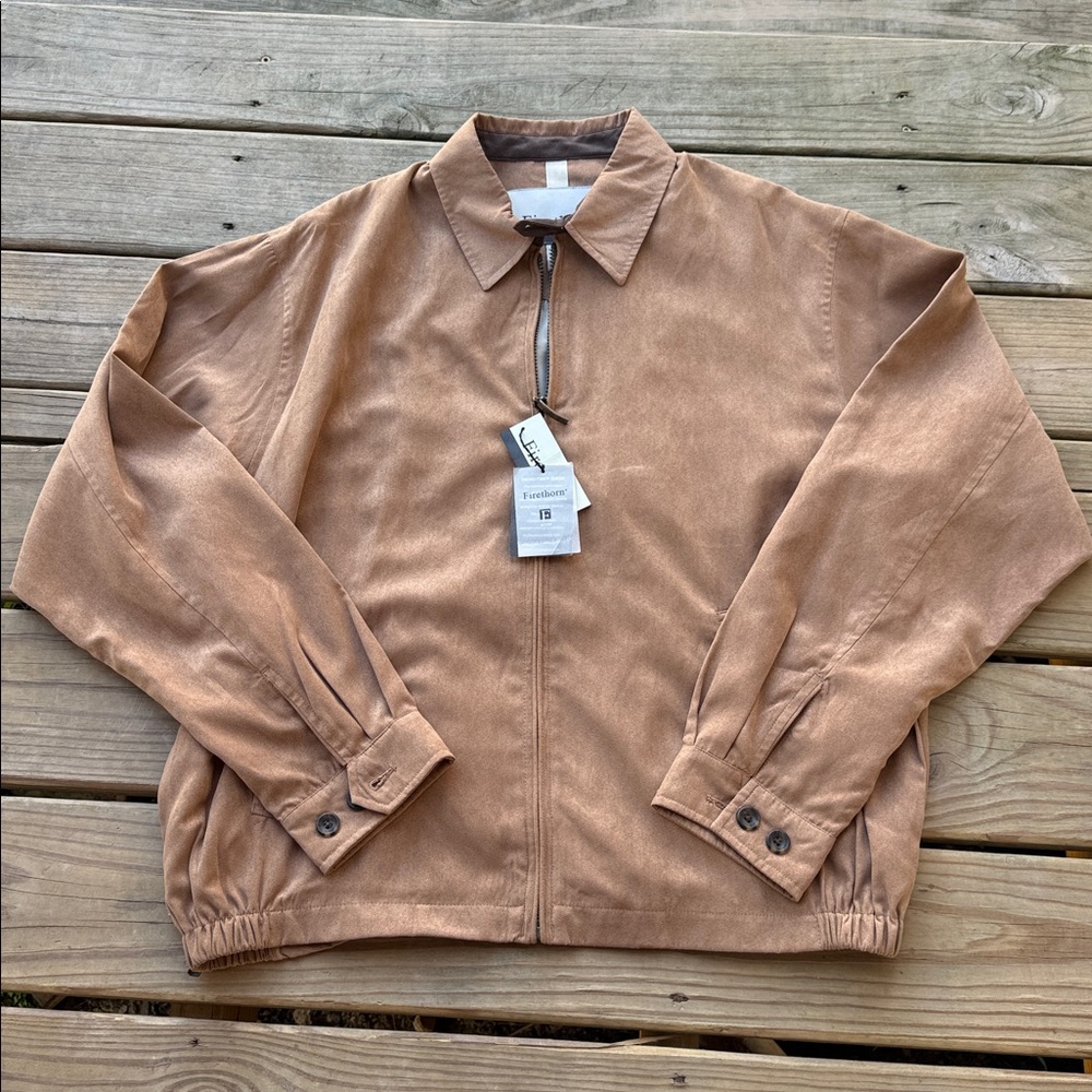 NWT Vintage Firethorn Men’s Large Tan Micro Fiber Suede Jacket Gondola Bomber